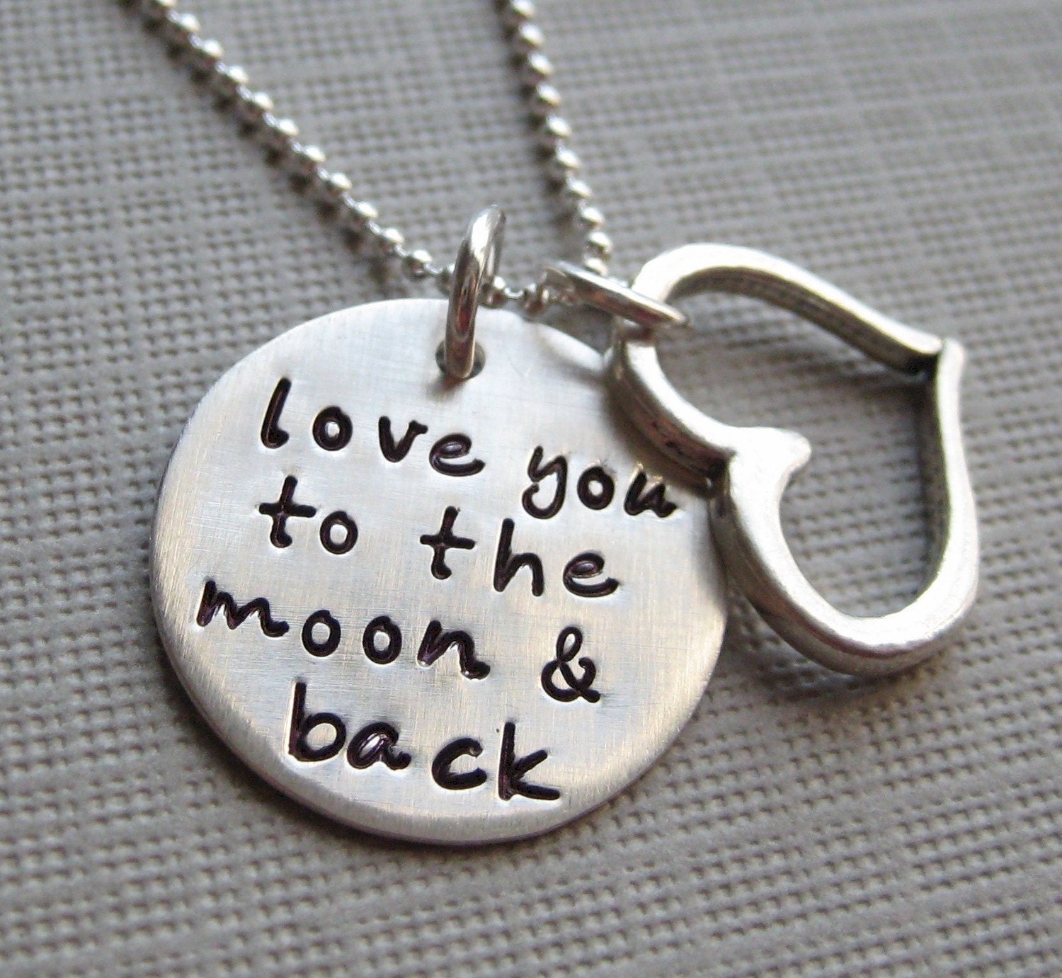 Love you to the moon and back - Silver necklace with a Heart charm (NN001)