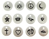 Add a  Symbol Charm- Tiny Sterling Silver Round Charm
