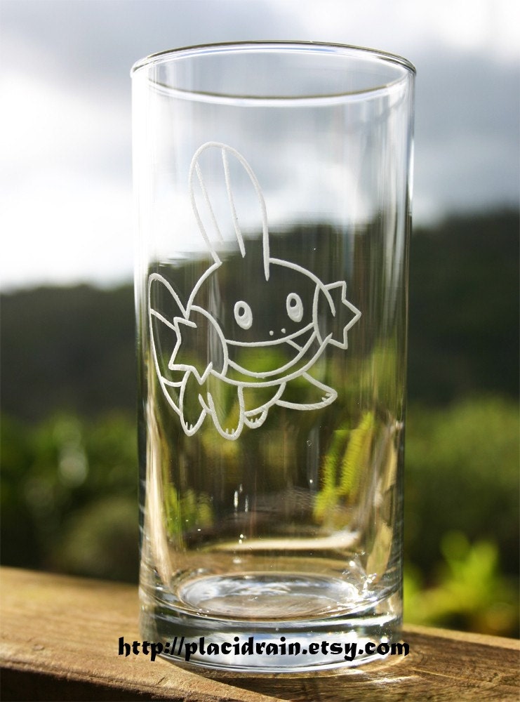 MUDKIP Hand Engraved Tall Clear Tumbler