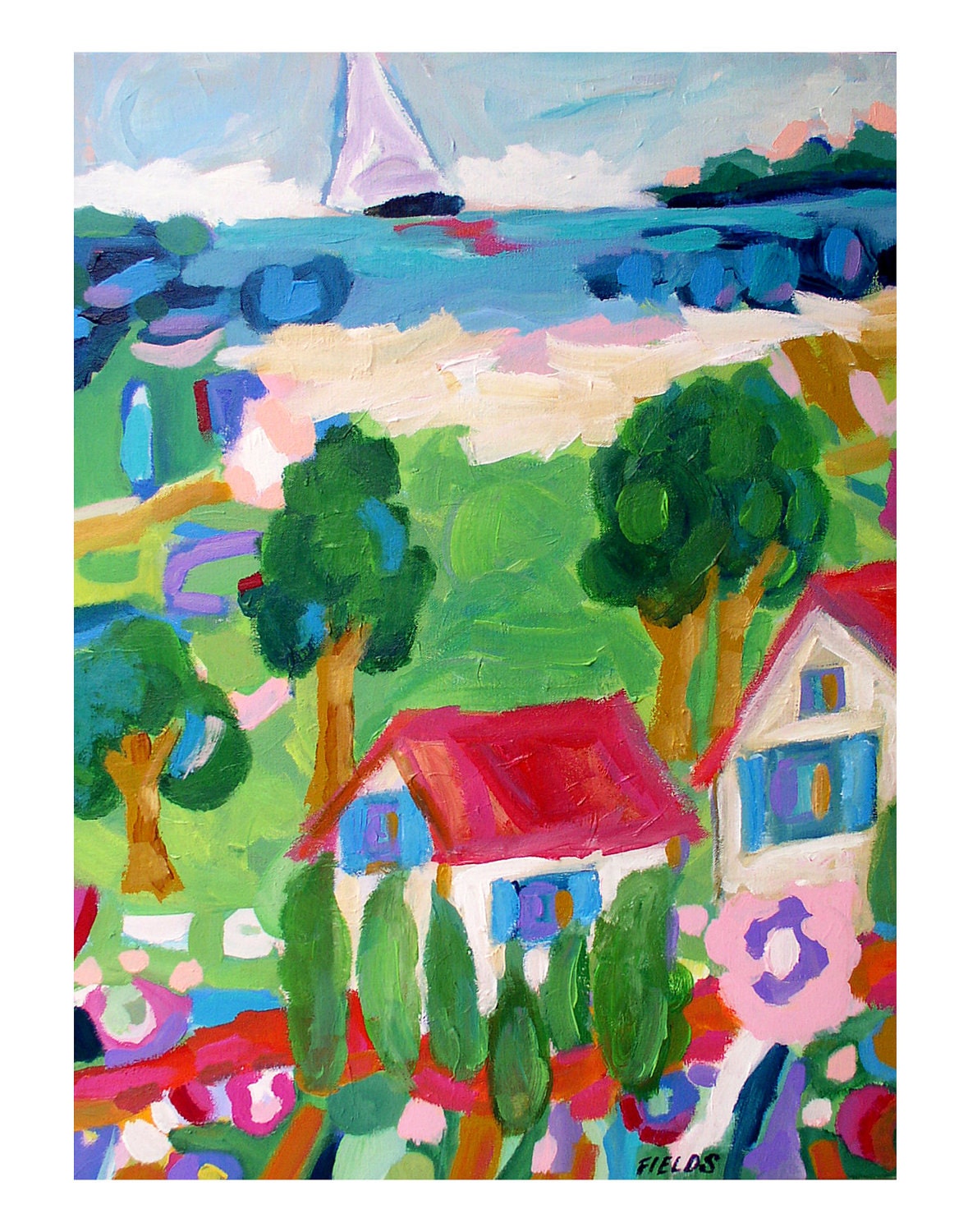 Beach Cottage Art Inlet Life  - Print by Karen Fields 8 x 10