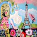 Eiffel Tower Art Print Bistro Paris Dress  - Print by Karen Fields 8 x 10