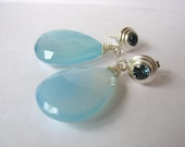 London Blue, Chalcedony And Silver Earrings