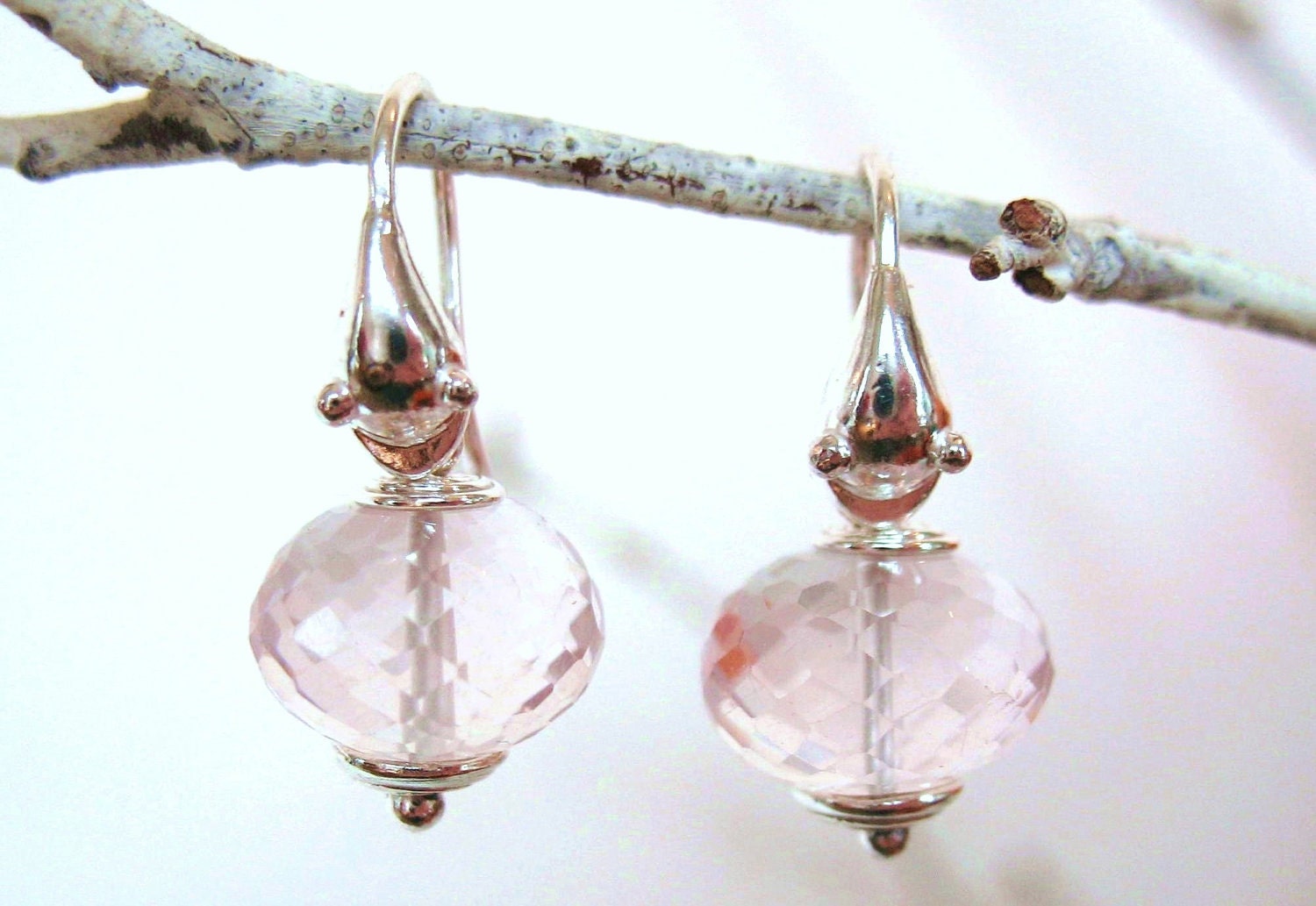 Dolphin And Rose Quartz Earrings