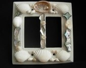 Shell-Embellished Double Rocker Arm Switch Plate Cover