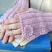Handmade Mauve Pink Fingerless Gloves Warm Crochet Flower