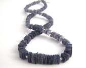 Iolite Strand Necklace - Modern - Square Beads - Sterling Silver Beads - Denim Blue - BellaBeadsOriginals