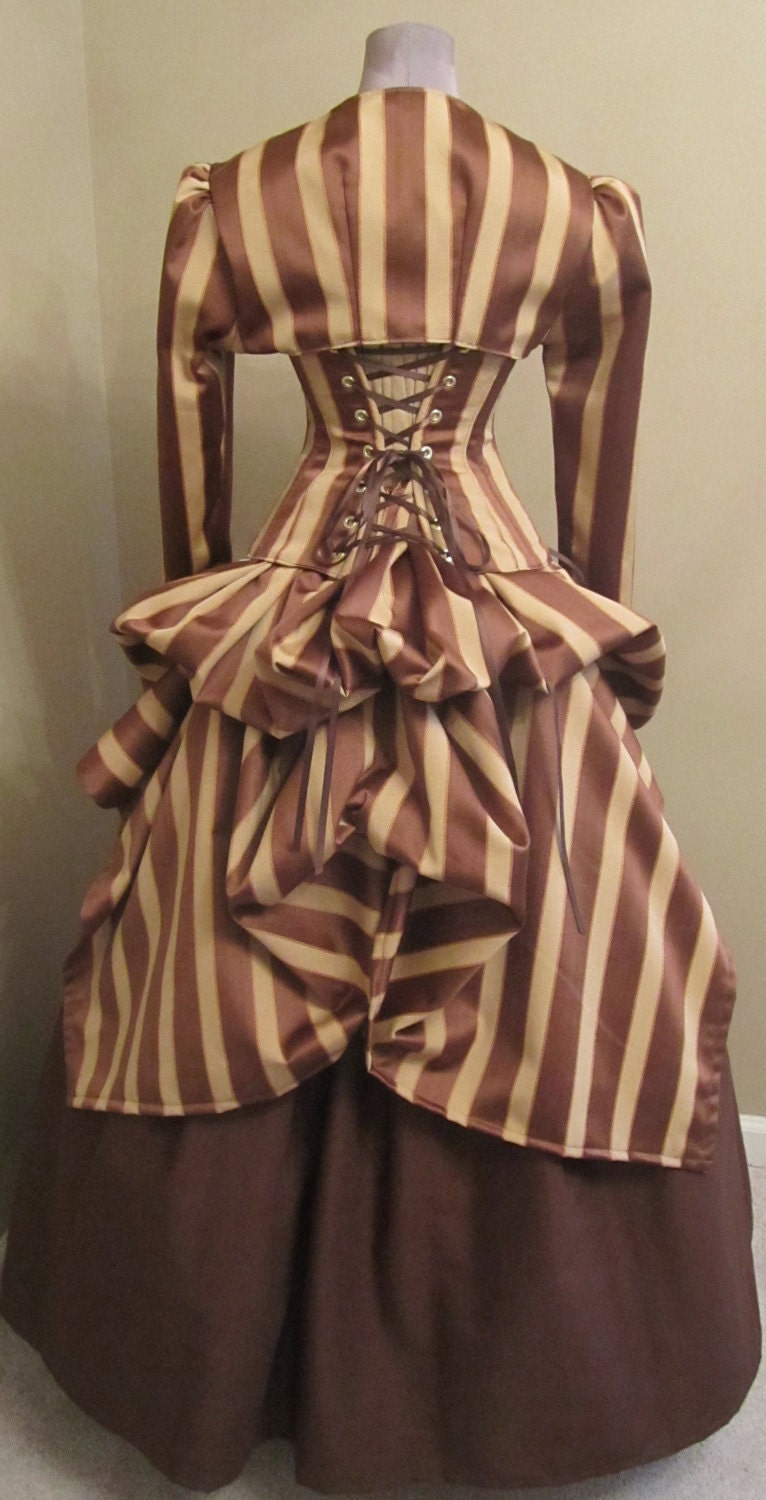 Victorian Enraptured - w/ Bolero Jacket, Under-Bust Corset, Puff Sleeve Top, Panel Skirt, and Add-A-Bustle