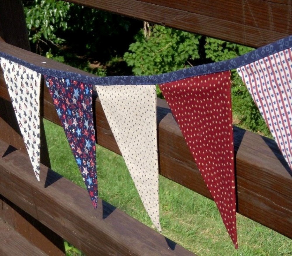 Red, White, Blue Patriotic Fabric Banner Bunting