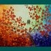 Original Modern Abstract Heavy Texture Palette Knife Impasto Painting Tree Branches Birds Landscape Wall Decor "Over the Rainbow"