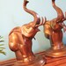 60s Pair of Antiqued BRASS Raised Trunk ELEPHANT BOOKENDS