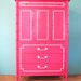 Vintage HOLLYWOOD REGENCY Hot Pink Faux BAMBOO Chest Dresser