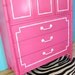 Vintage HOLLYWOOD REGENCY Hot Pink Faux BAMBOO Chest Dresser