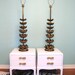 Vintage HOLLYWOOD REGENCY Pair Monumental Brass LOTUS James Mont Style Lamps