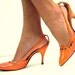 Vintage 50's Stiletto Shoes, Carrot Orange, QualiCraft