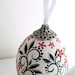 Red Black and white: Hand Painted Egg Ornament