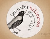 Return Address Label Sticker, Circle Envelope Seal or Wedding Favor Tag: Caw, Caw Crow