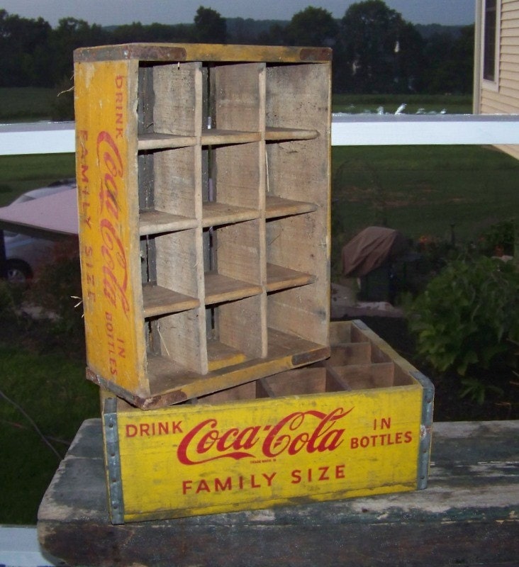 Vintage Wood Soda Coca Cola Crate Shelf or by ingenuityondisplay