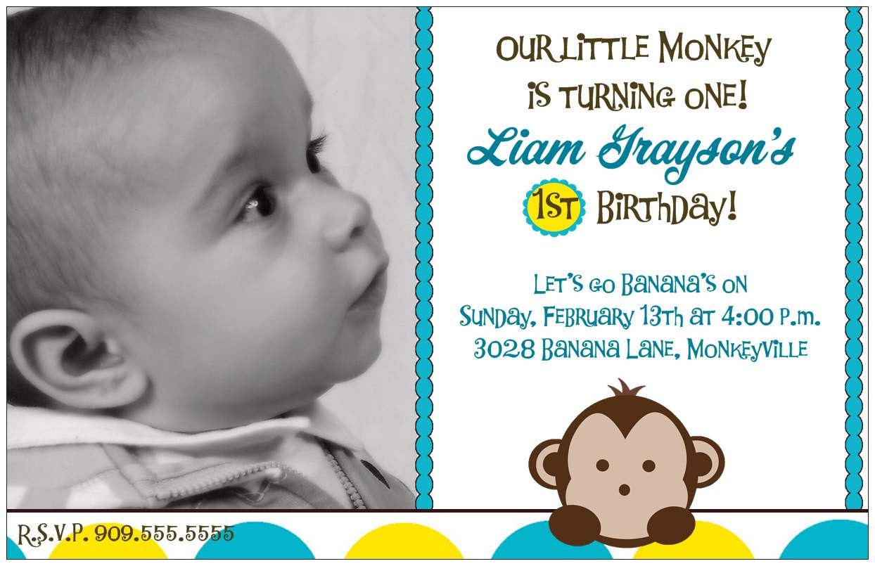 Set of 20 Monkey Birthday Party Invitations Custom with photo Il_170x135