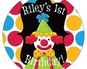 Set of 12 Large Round Circus Clown Birthday Party Stickers Favor Tags Il_170x135