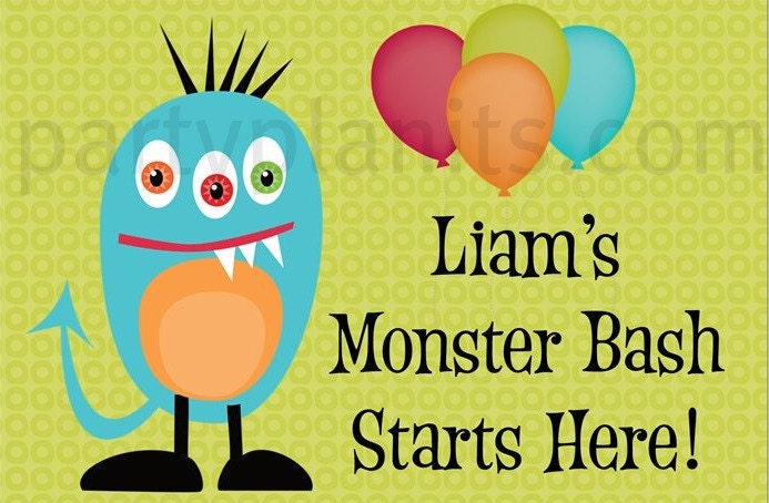 Personalized 27"x 18" Large 2 sided Monster Birthday Party Lawn Sign Il_170x135