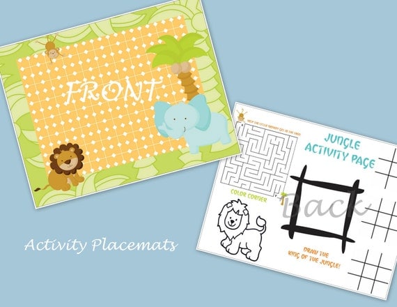Set of 12 Safari Jungle Party Activity Placemats Il_570xn