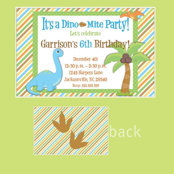 Set of 20 Dinosaur Dino Birthday Party Invitations Custom Il_570xn