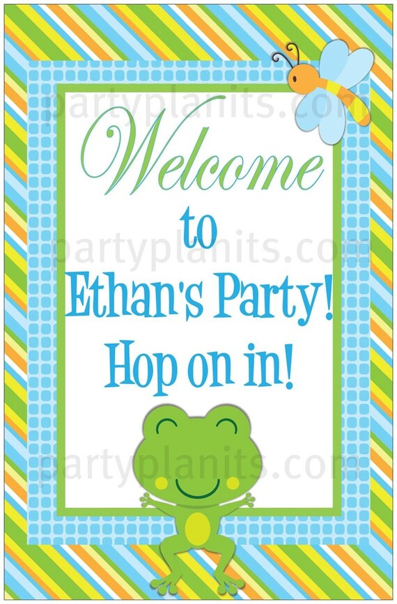 Welcome Door Sign Banner Frog Birthday Party Il_570xn