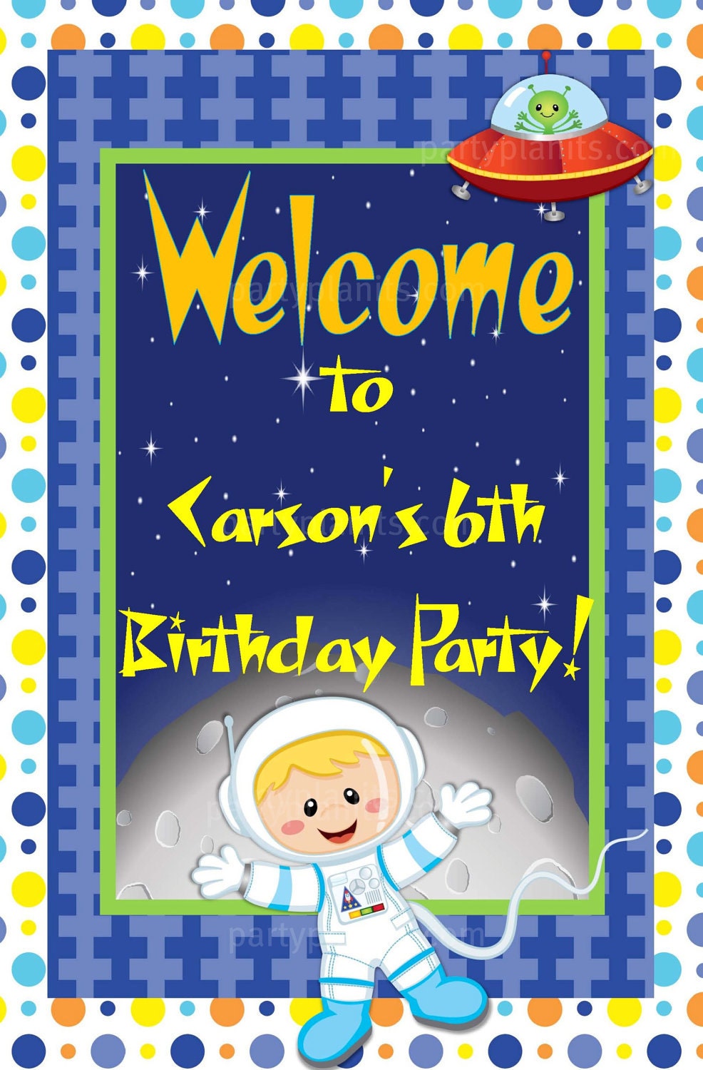 Welcome Door Sign Banner Space Alien Astronaut Rocket Ships Birthday Party Il_570xn