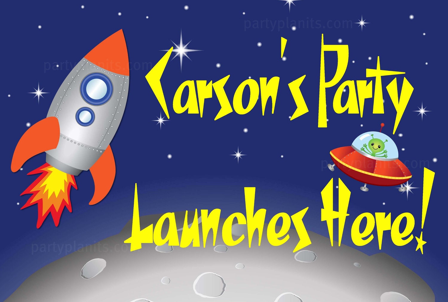 18"x12" Space Rocket Alien Astronaut Party Lawn Sign Il_570xn