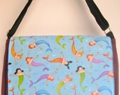 Burgundy Playful MERMAIDS MESSENGER Book Laptop iPAD Diaper BAG
