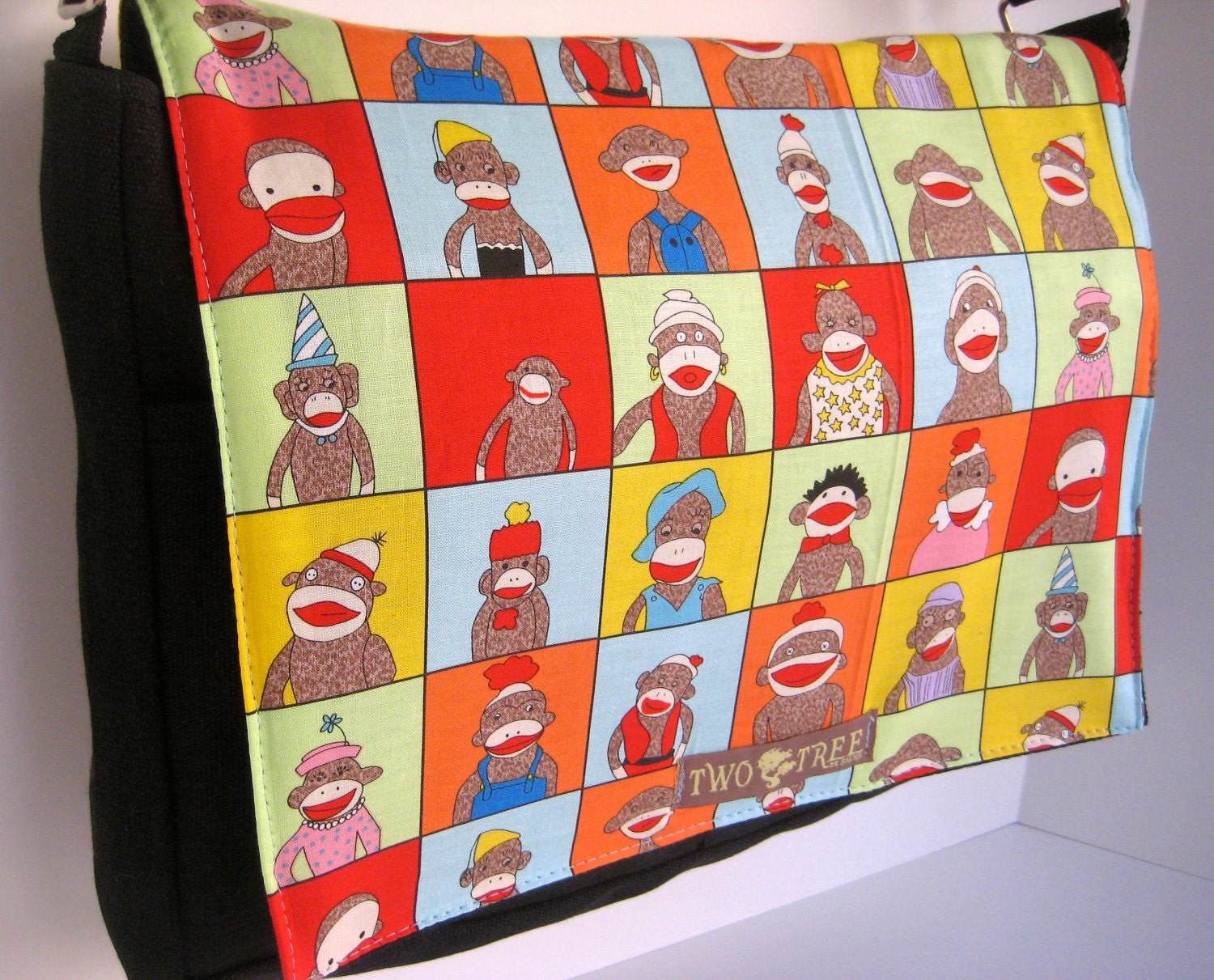 Black Sock MONKEY Portraits MESSENGER Book Laptop Diaper BAG