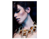 Statement Necklace Gold Crystal Rhinestone Bib Necklace Statement Jewelry by Ezzaexclusive