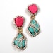 Statement earrings turquoise blue and pink crystal embellished earrings