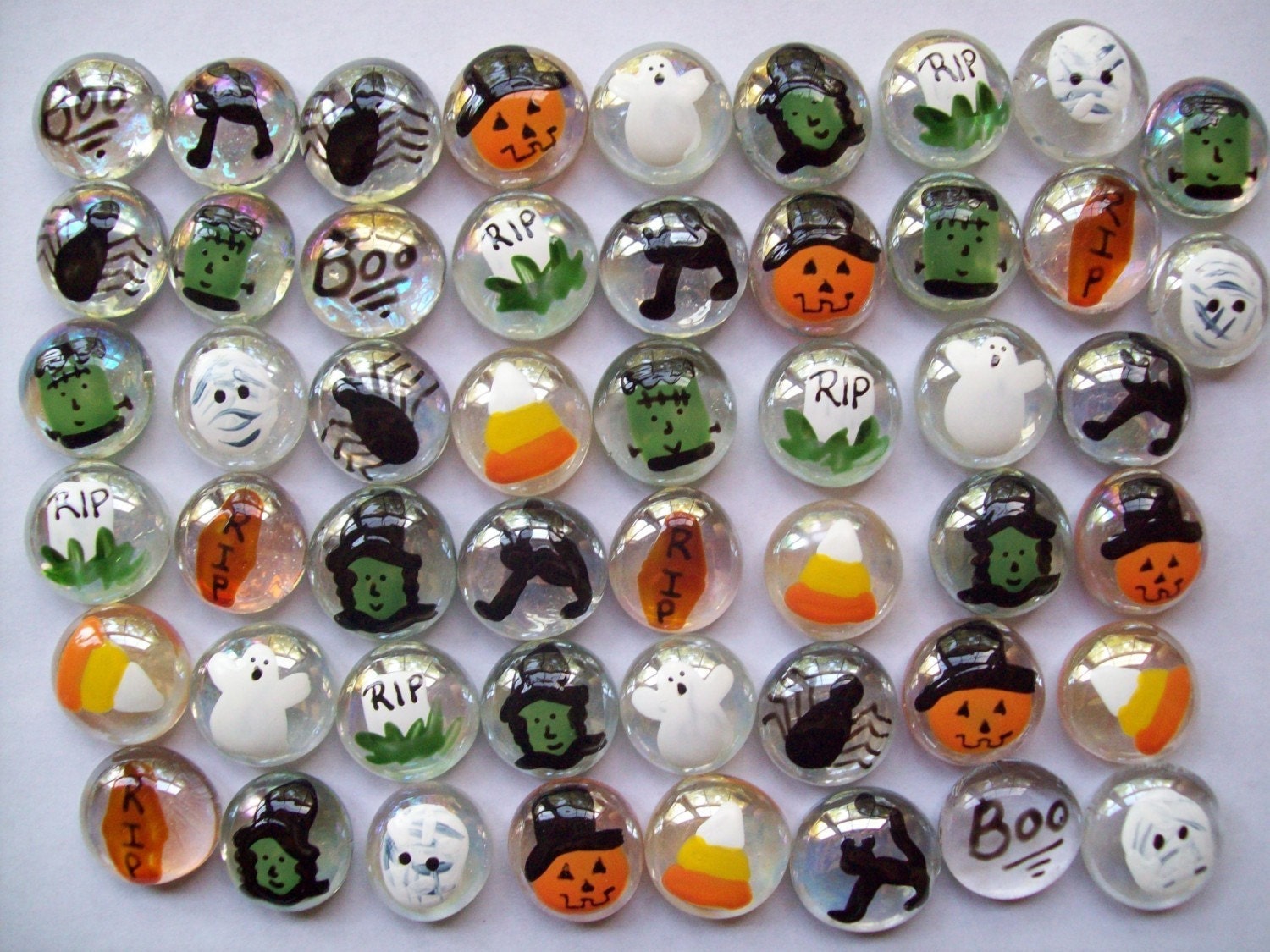 Handpainted glass gems party favors decorations  Halloween mix set of 100