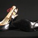 ON HOLD Vintage Disco Shoes / 70s Watch Strap Slingbacks / 7.5 M (B) / Black High Heels
