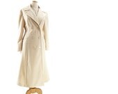Vintage Double Breasted Trench Coat Cream Ivory Princess Large