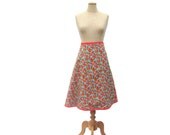 Vintage Wrap Skirt Reversible 70s A Line Red Floral Medium Large