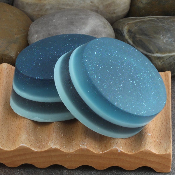 Layered  Glycerin Soap Bar with Embedded Sparkling Glitter in a Crisp and Clean Unisex Fragrance - AlaiynaBSoaps