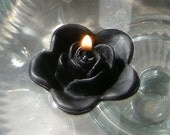 12 Black floating rose wedding candles for table centerpiece and reception decor.