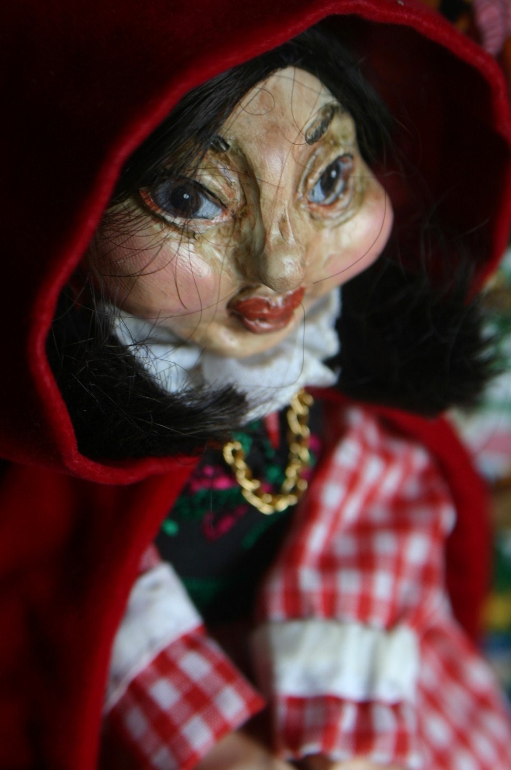 Little Red Riding Hood topsy turvy art doll by artist Sherry Westfall Matthews