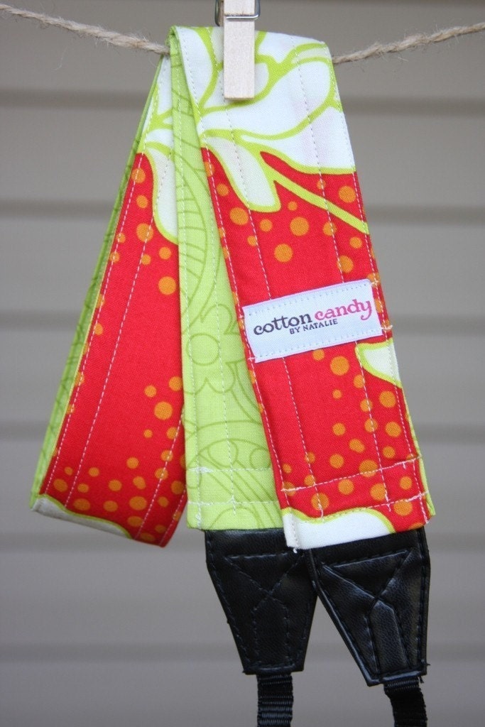Bright Red and Green Reversible Camera Strap