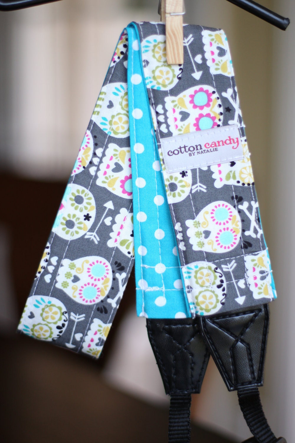 Skulls and Dots Reversible Camera Strap