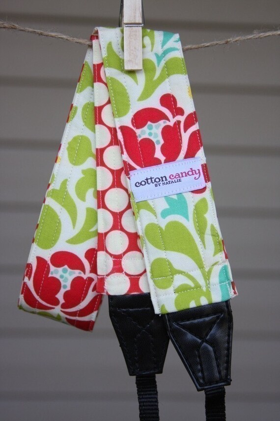 Ivory Sway Polka Dots - Reversible Camera Strap