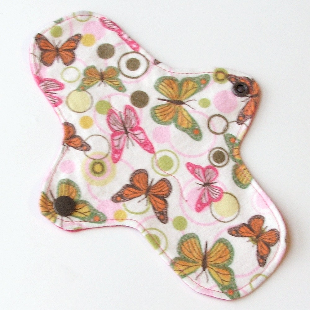 Reusable Cloth ULTRATHIN Pantyliner 8 Inch WeeEssentials Mini Pad with wings for Every Day - Butterflies