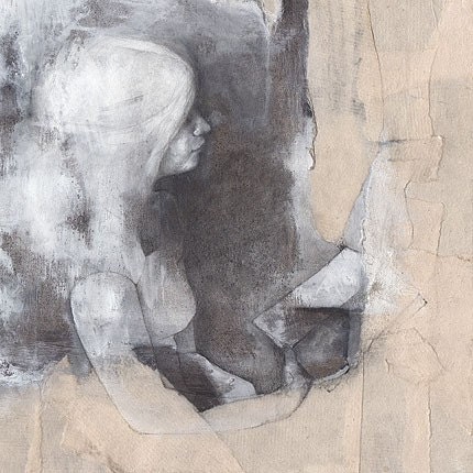 portrait art woman reading neutral print - sanctuary