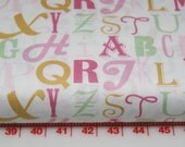 Little House By Annette Tatum Free Spirit Fabric Letters AT18 PINK One yard No 37