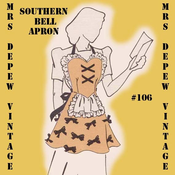 Vintage Sewing Pattern 1940's Ladies' Apron Southern Bell Theme 106 -INSTANT DOWNLOAD-