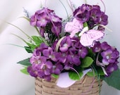 Floral arrangement Purple silk Hydrangea Wall Basket Silk Flowers Home Decor
