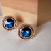 Mens Gifts Vintage Cuff Links Blue Gold Retro 1960s