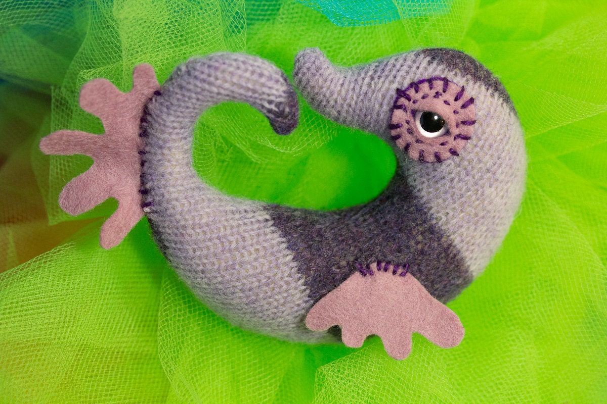 RESERVED for Starlight tiny mini purple and lavender sea horse baby in lambswool and merino